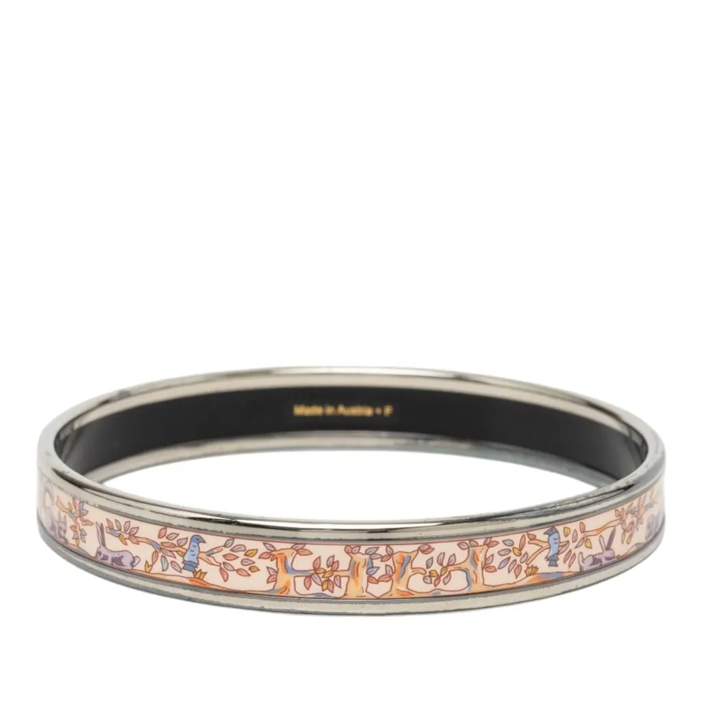 Hermès Narrow Enamel Forest Animals Bangle Bracelet 65 Pink Very good - Inside View