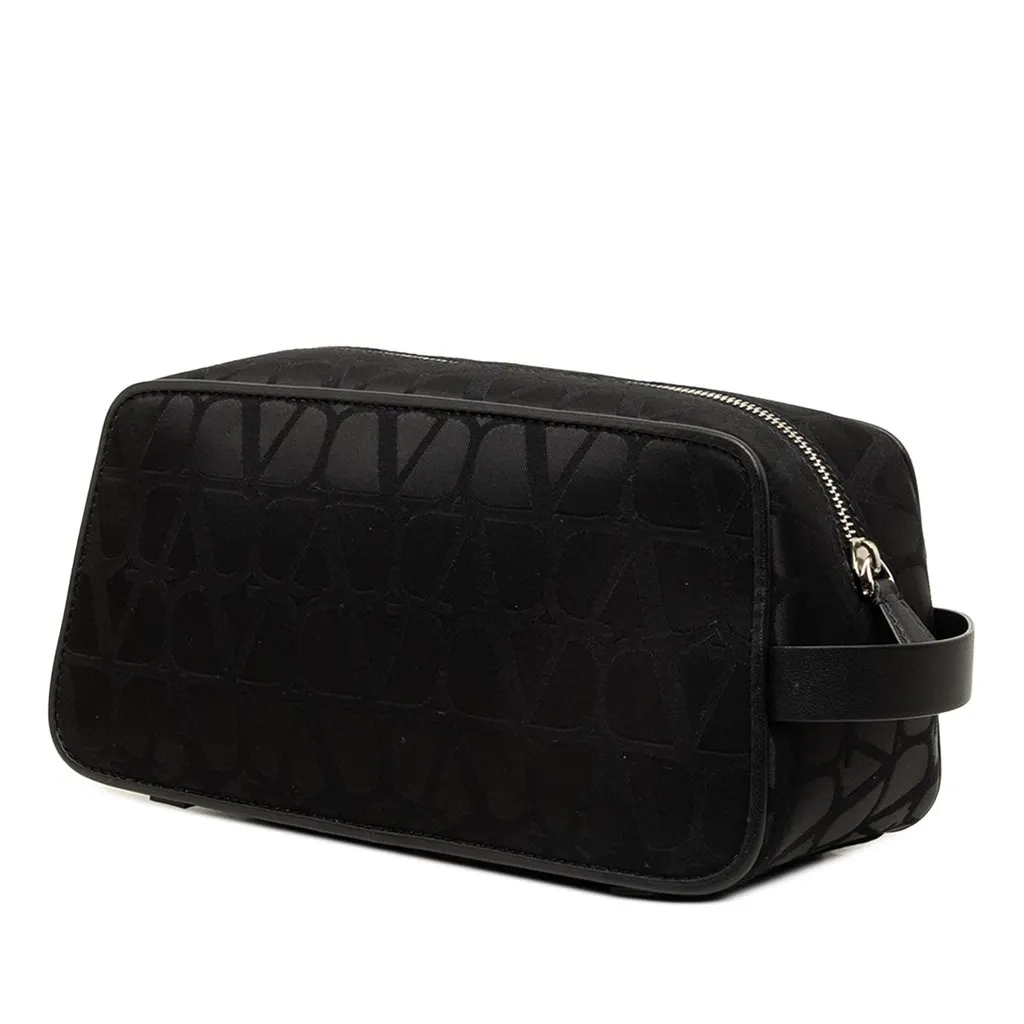 Valentino Toile Iconographe Wash Bag Black Canvas Good - Back View
