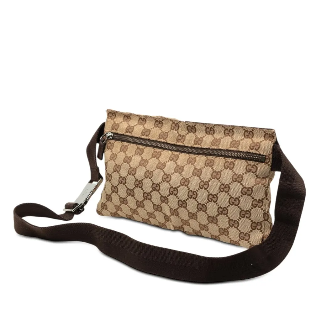 Gucci GG Canvas Double Pocket Belt Bag Beige Canvas Very good - Back View