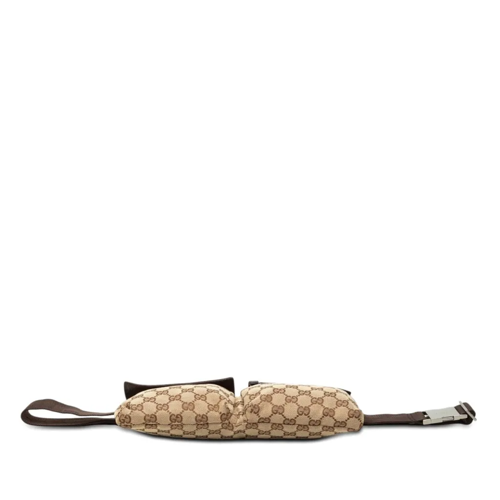 Gucci GG Canvas Double Pocket Belt Bag Beige Canvas Very good - Inside View