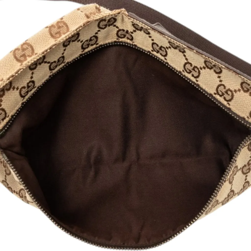 Gucci GG Canvas Double Pocket Belt Bag Beige Canvas Very good - Model View