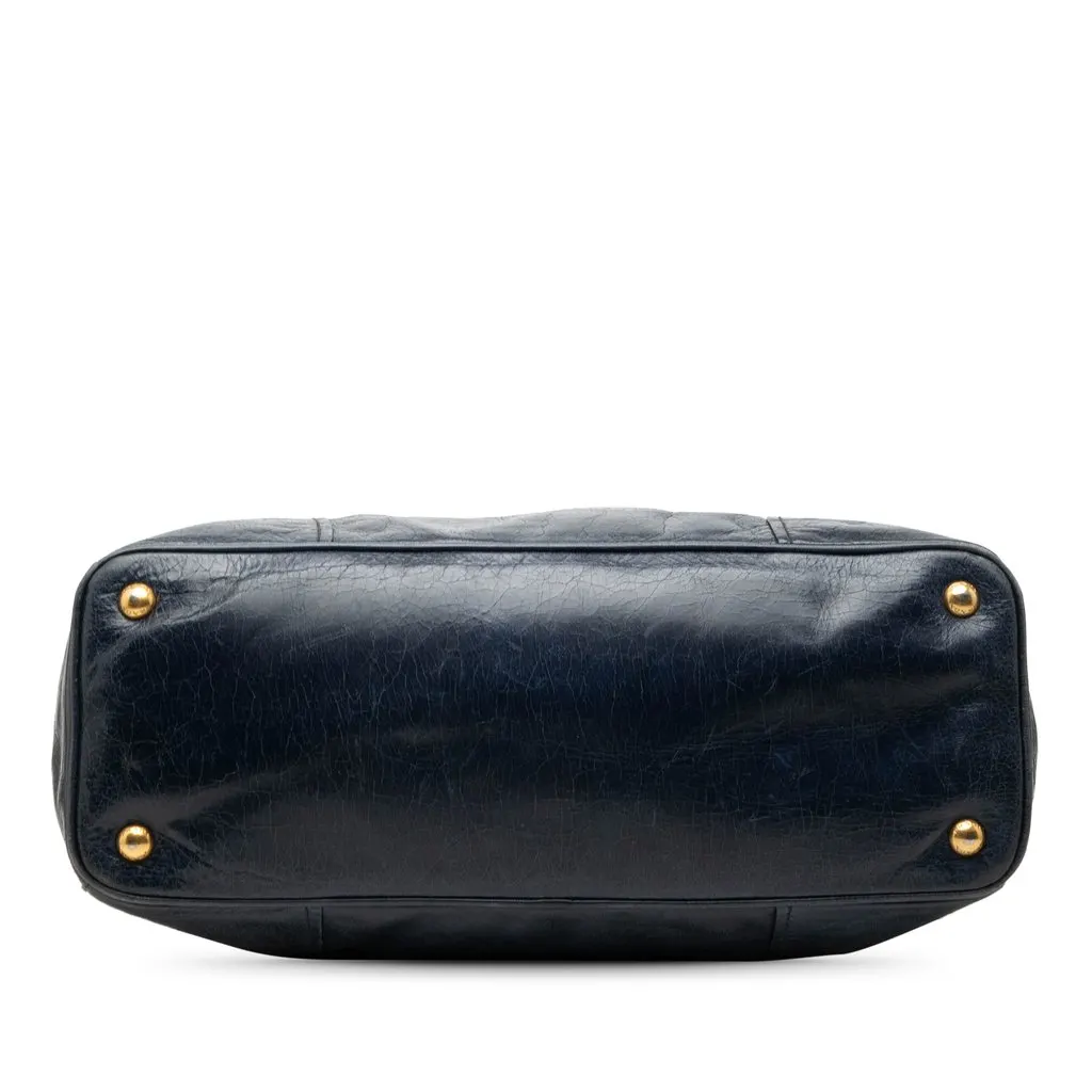 Prada Vitello Shine Open Convertible Tote Blue Leather Very good - Inside View