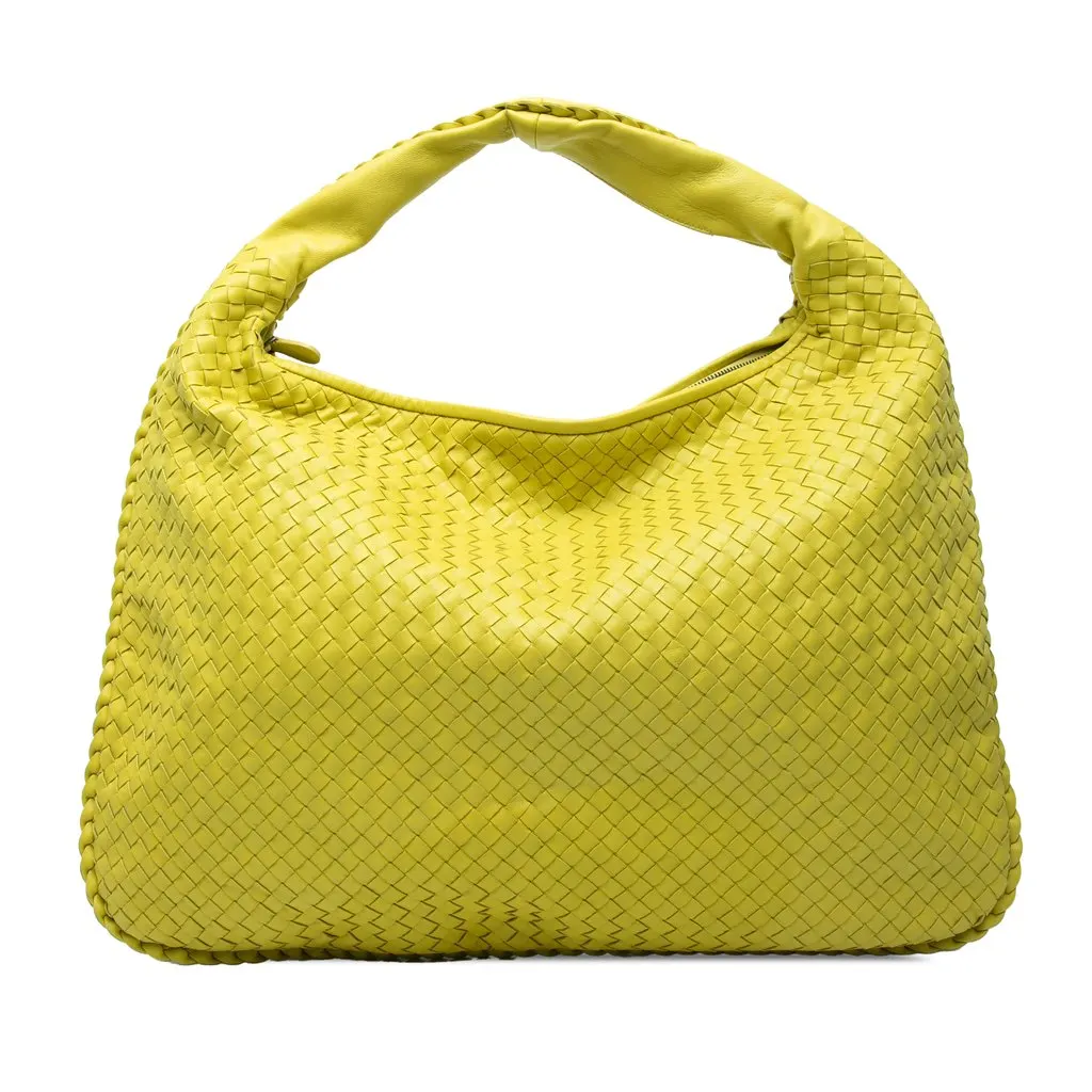 Bottega Veneta Large Nappa Intrecciato Veneta Hobo Yellow Leather Very good - Front View