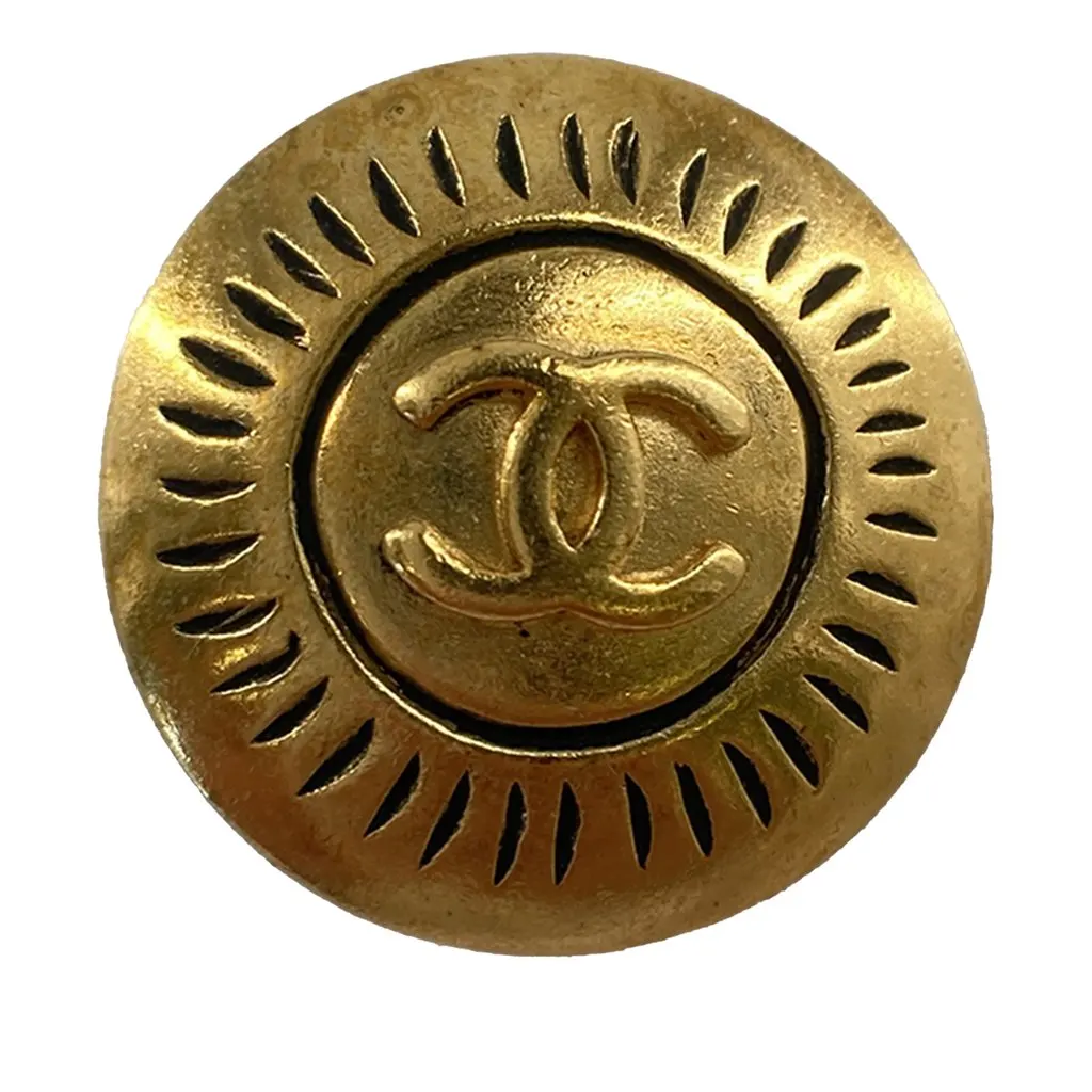 Chanel CC Gold Plated Round Clip On Earrings Gold Metal Very good - Box View