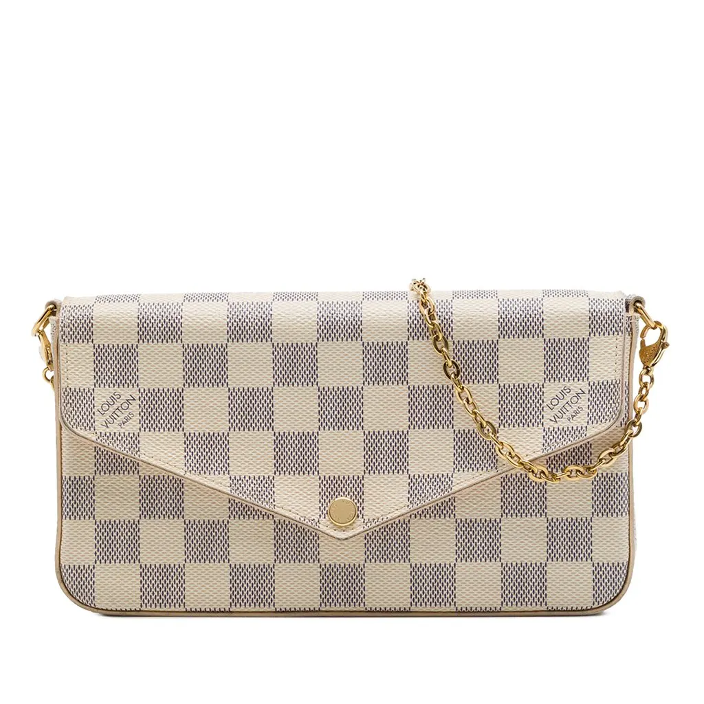 Louis Vuitton Damier Azur Pochette Felicie White Canvas Good - Front View