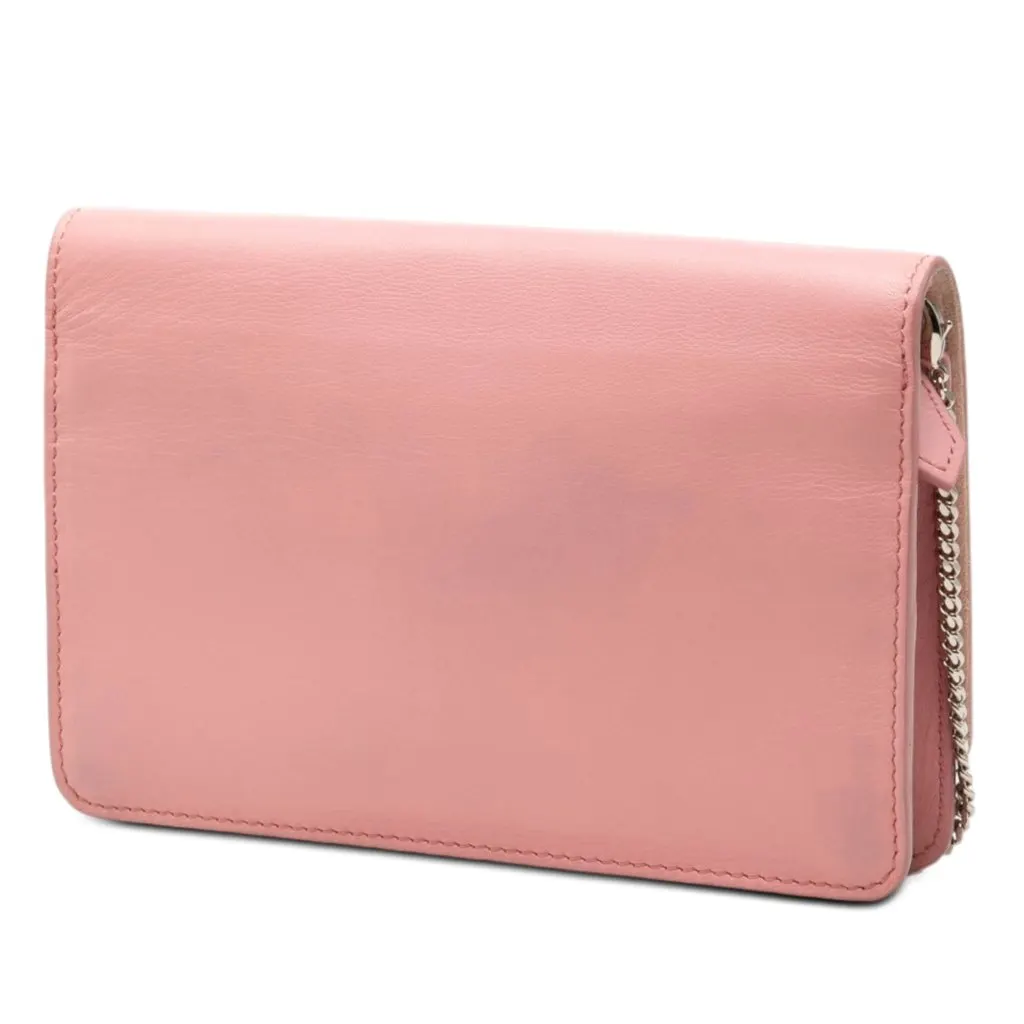 Fendi Nappa Tube Wallet On Chain Pink Leather Very good - Back View