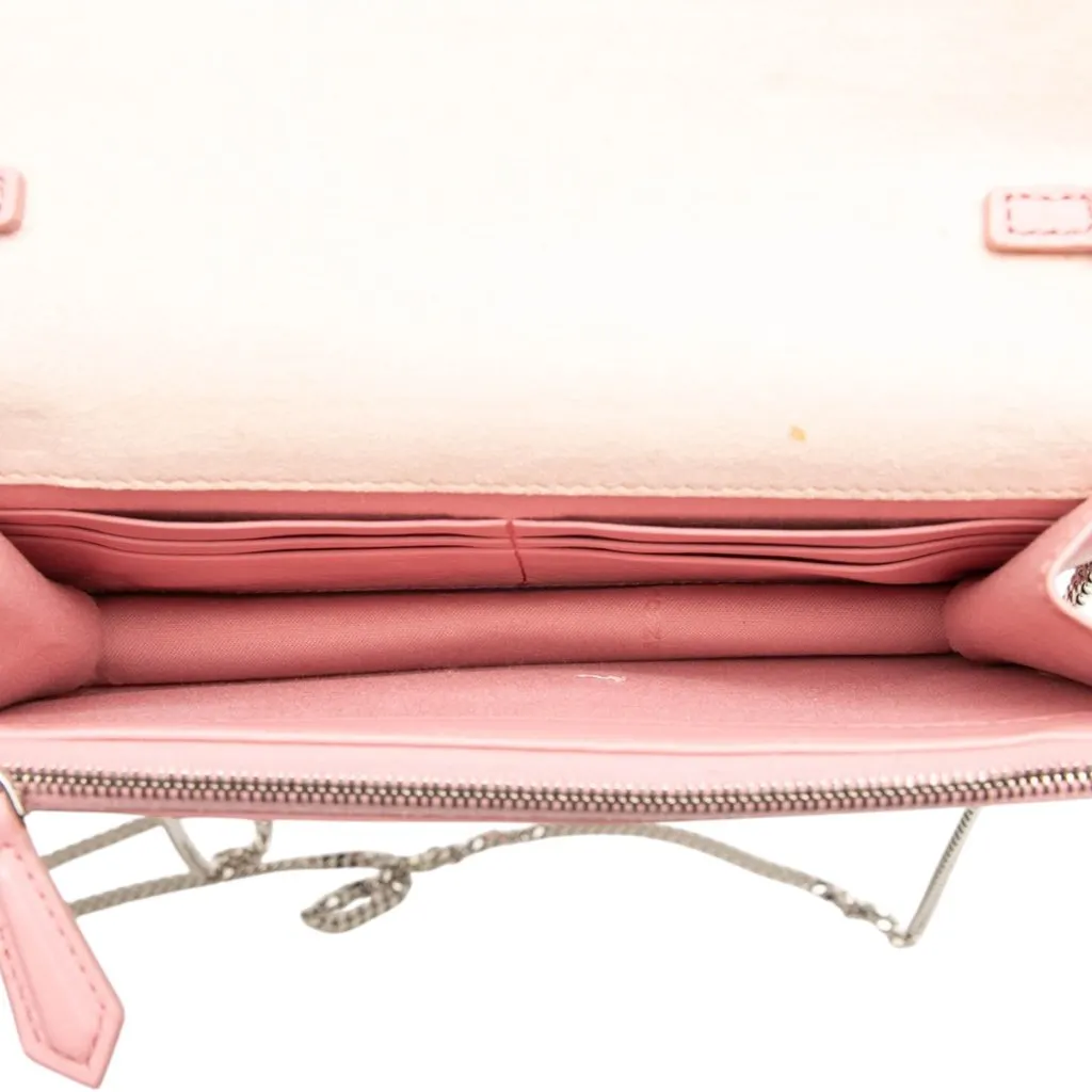 Fendi Nappa Tube Wallet On Chain Pink Leather Very good - Model View