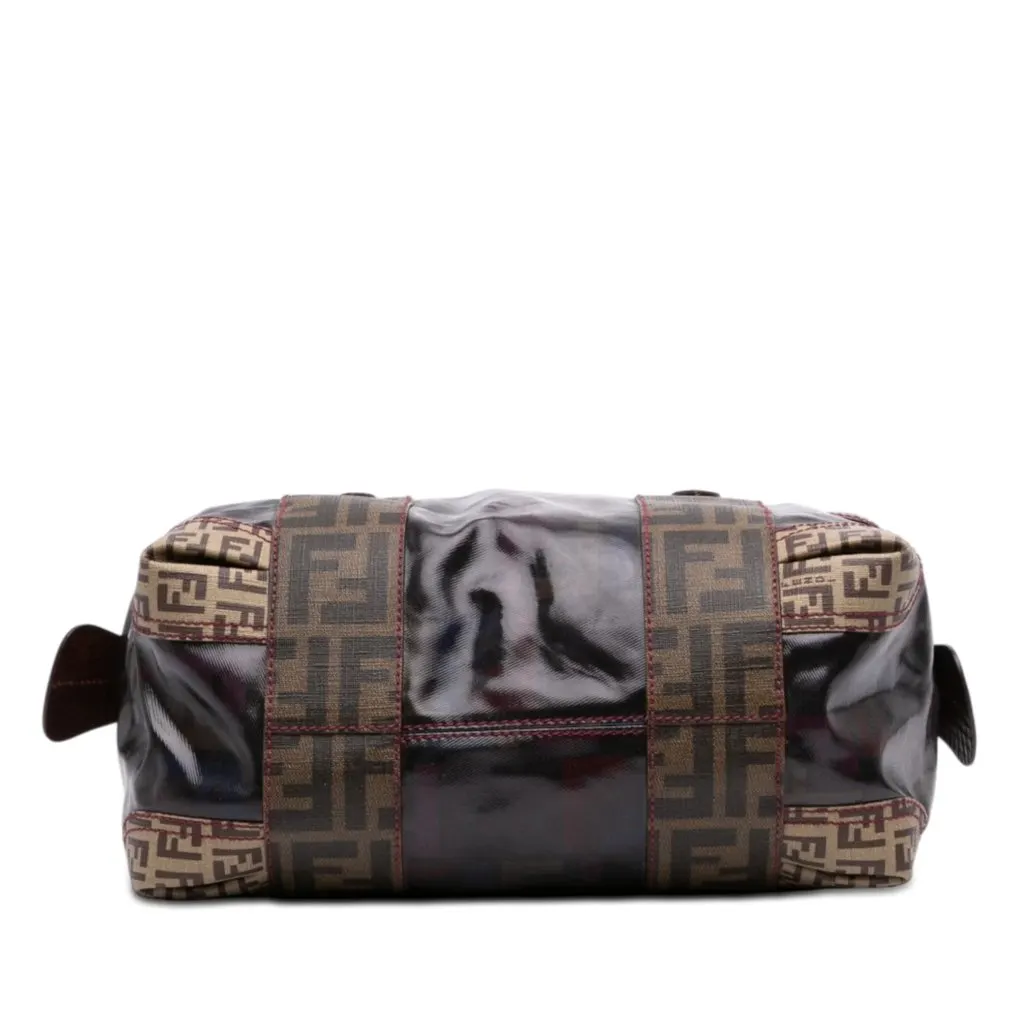 Fendi Zucca Trimmed Coated Canvas Mixed Media Boston Bag Brown Very good - Inside View
