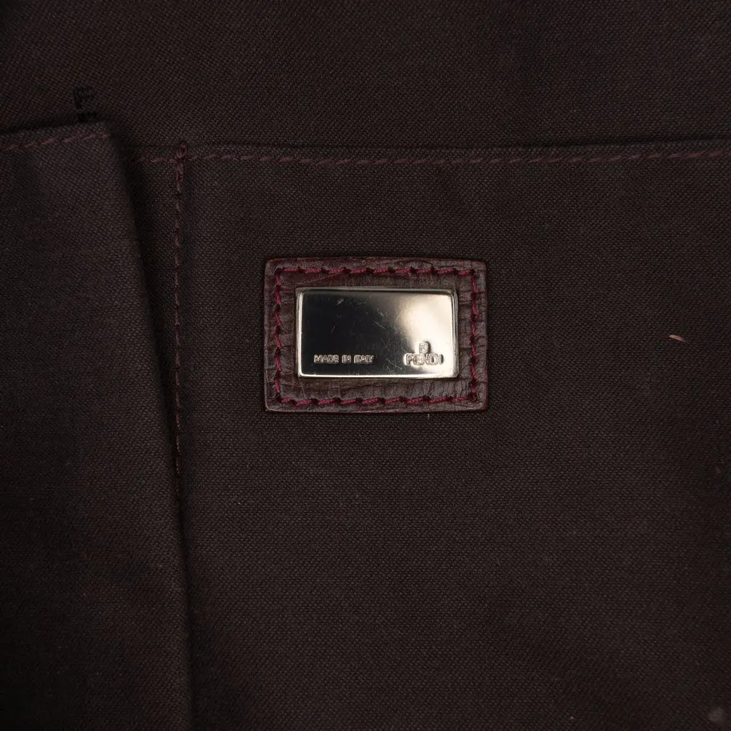 Fendi Zucca Trimmed Coated Canvas Mixed Media Boston Bag Brown Very good - Box View