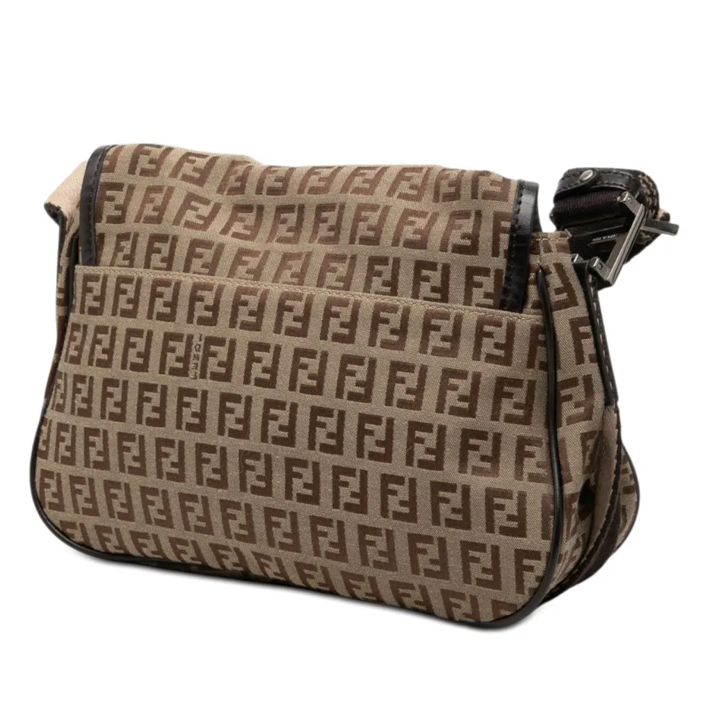 Fendi Zucchino Canvas Crossbody Brown Very good - Back View