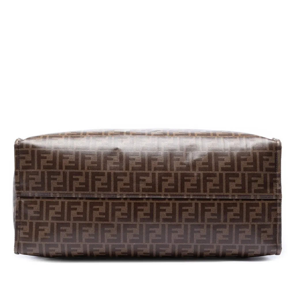 Fendi Fila Zucca Coated Canvas Logo Mania Shopper Tote Brown Very good - Inside View
