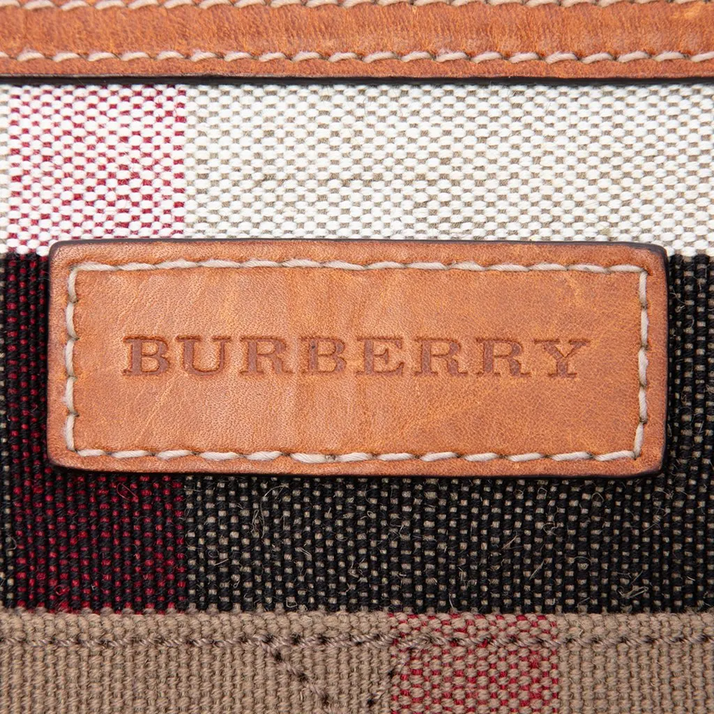 Burberry Medium Mega Check Canvas Ashby Bucket Bag Brown Good - Box View
