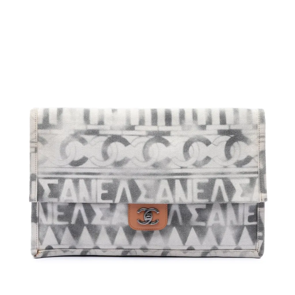 Chanel Paris Greece Canvas Iliad Greek Clutch MultiColor Very good - Front View
