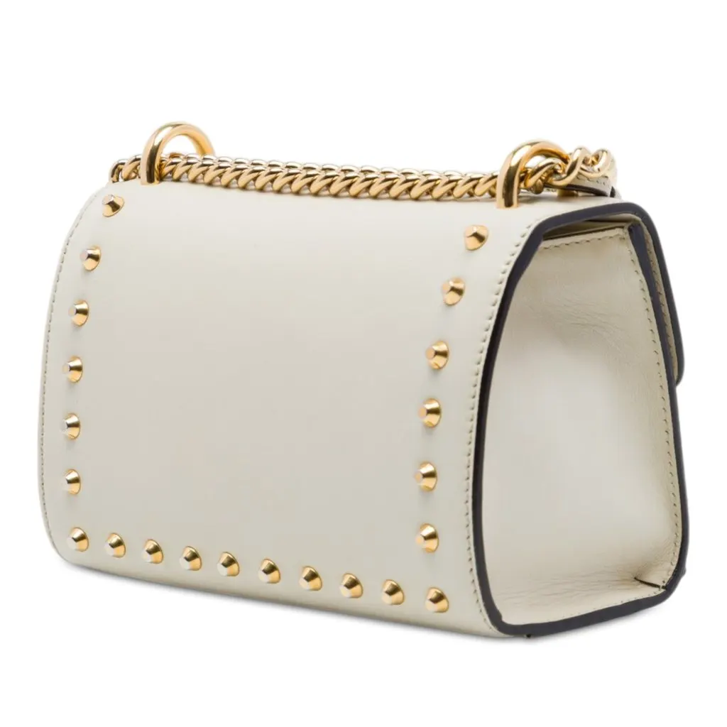 Gucci Small Pearl Studded Leather Padlock Crossbody White Mi