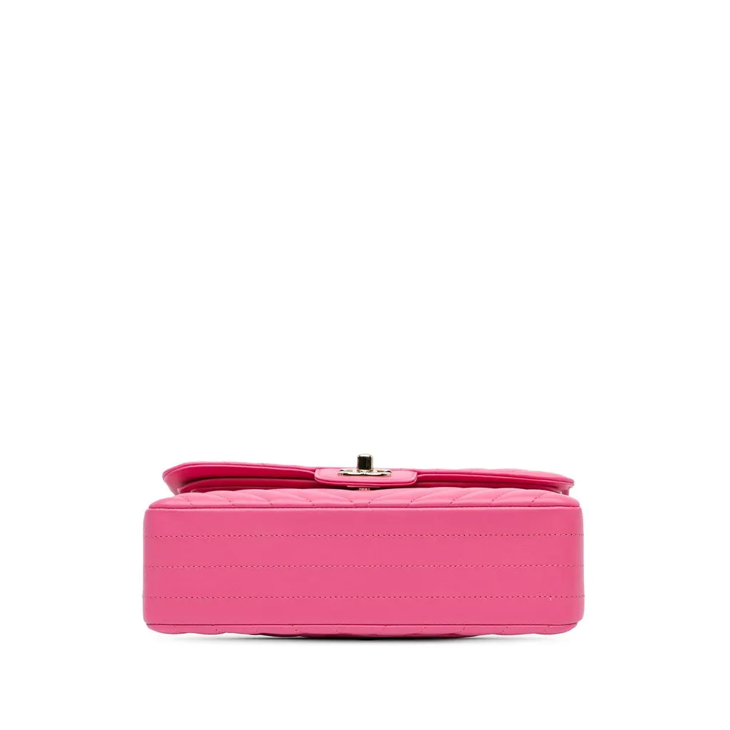 Chanel Small Classic Chevron Lambskin Double Flap Pink Leather Very good - Inside View