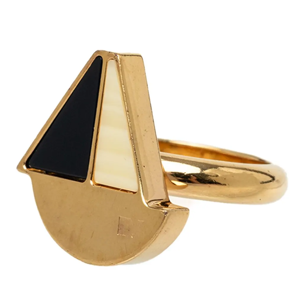 Louis Vuitton Gold Plated and Resin Love Boat Cocktail Ring Gold Metal Very good - Back View