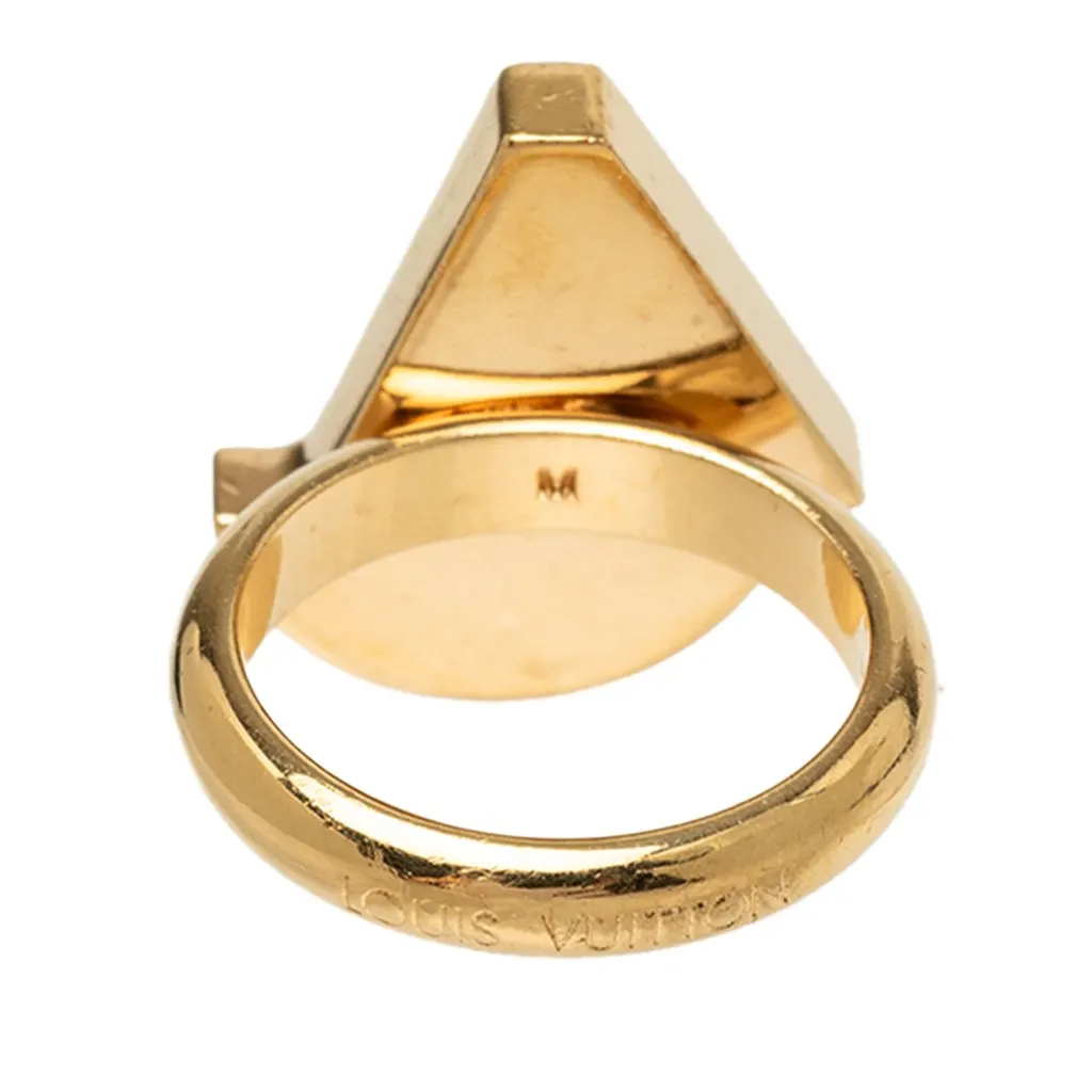 Louis Vuitton Gold Plated and Resin Love Boat Cocktail Ring Gold Metal Very good - Inside View