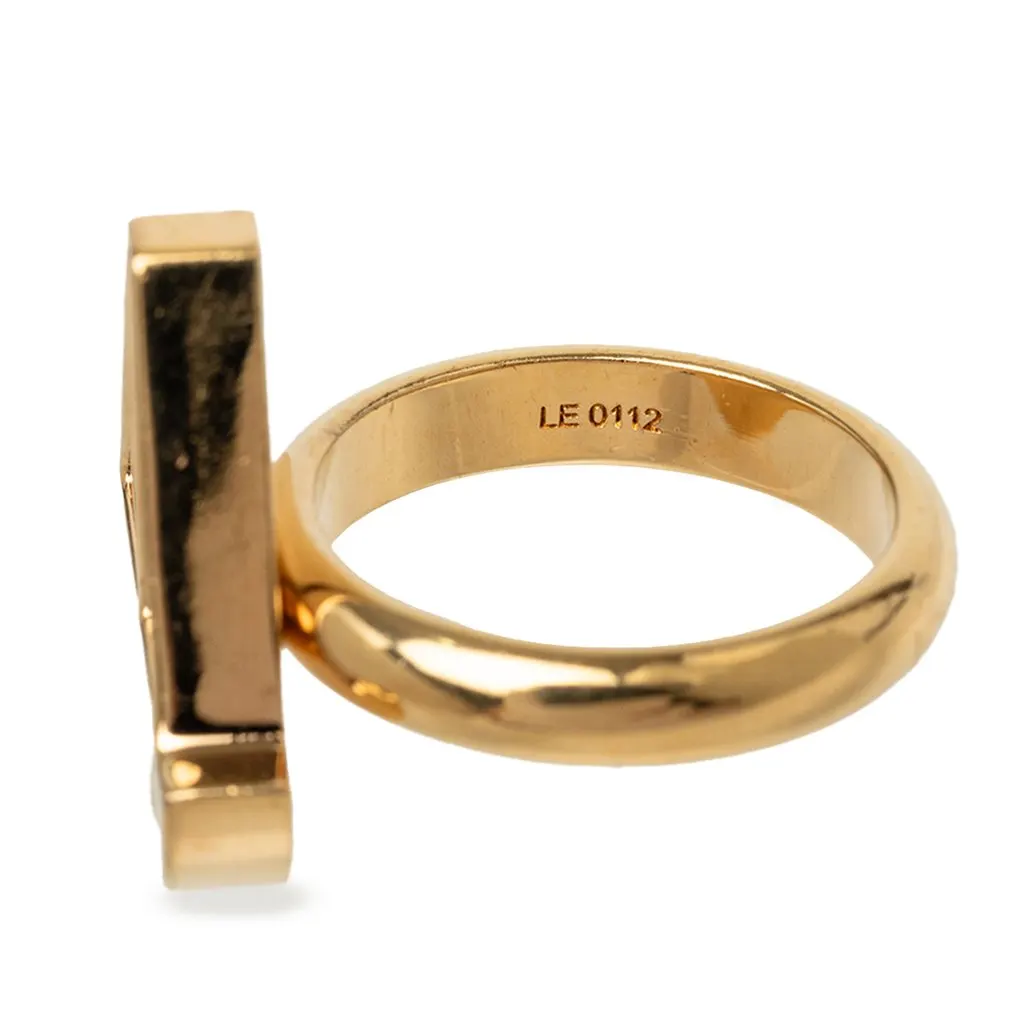Louis Vuitton Gold Plated and Resin Love Boat Cocktail Ring Gold Metal Very good - Box View