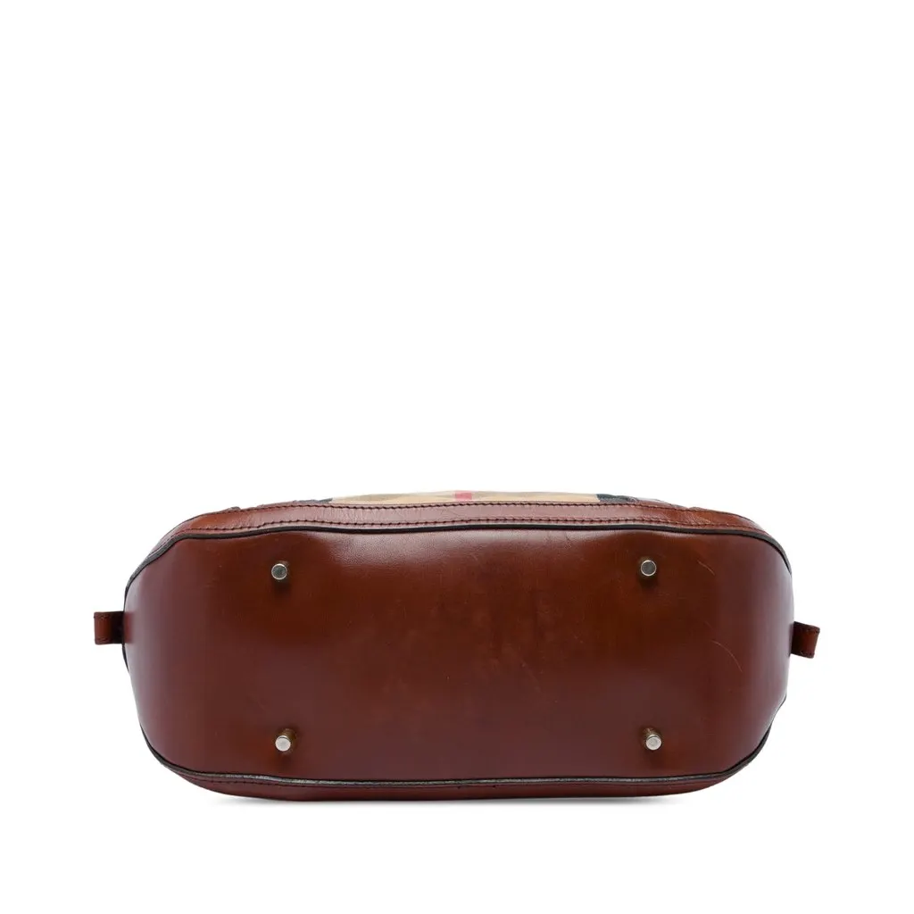 Burberry Small Leather Trimmed House Check Canvas Bridle Orchard Satchel Brown Very good - Inside View