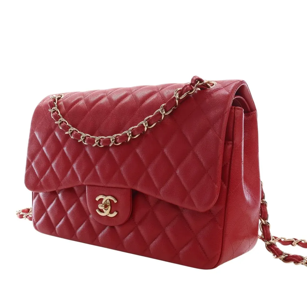 Chanel Jumbo Classic Caviar Double Flap Red Leather Very good - Inside View