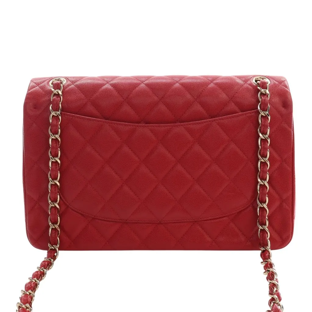 Chanel Jumbo Classic Caviar Double Flap Red Leather Very good - Model View