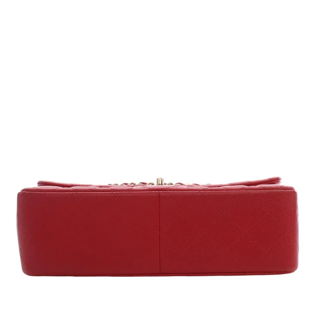Chanel Jumbo Classic Caviar Double Flap Red Leather Very good - Box View