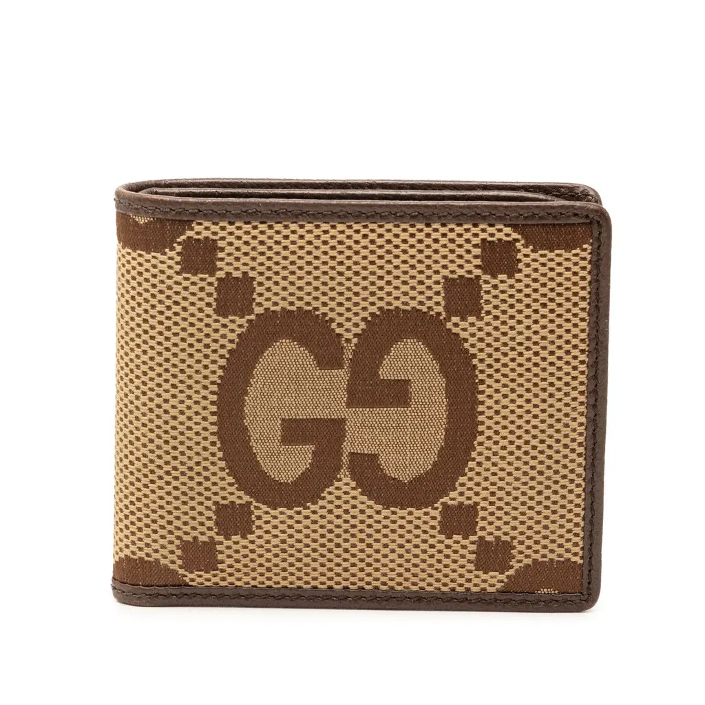 Gucci Jumbo GG Canvas Bifold Small Wallet Beige Very good - Front View