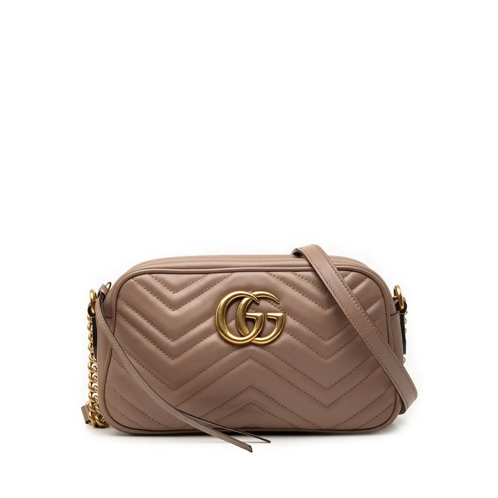 Gucci Small GG Marmont Matelasse Leather Crossbody Brown Leather Very good - Front View