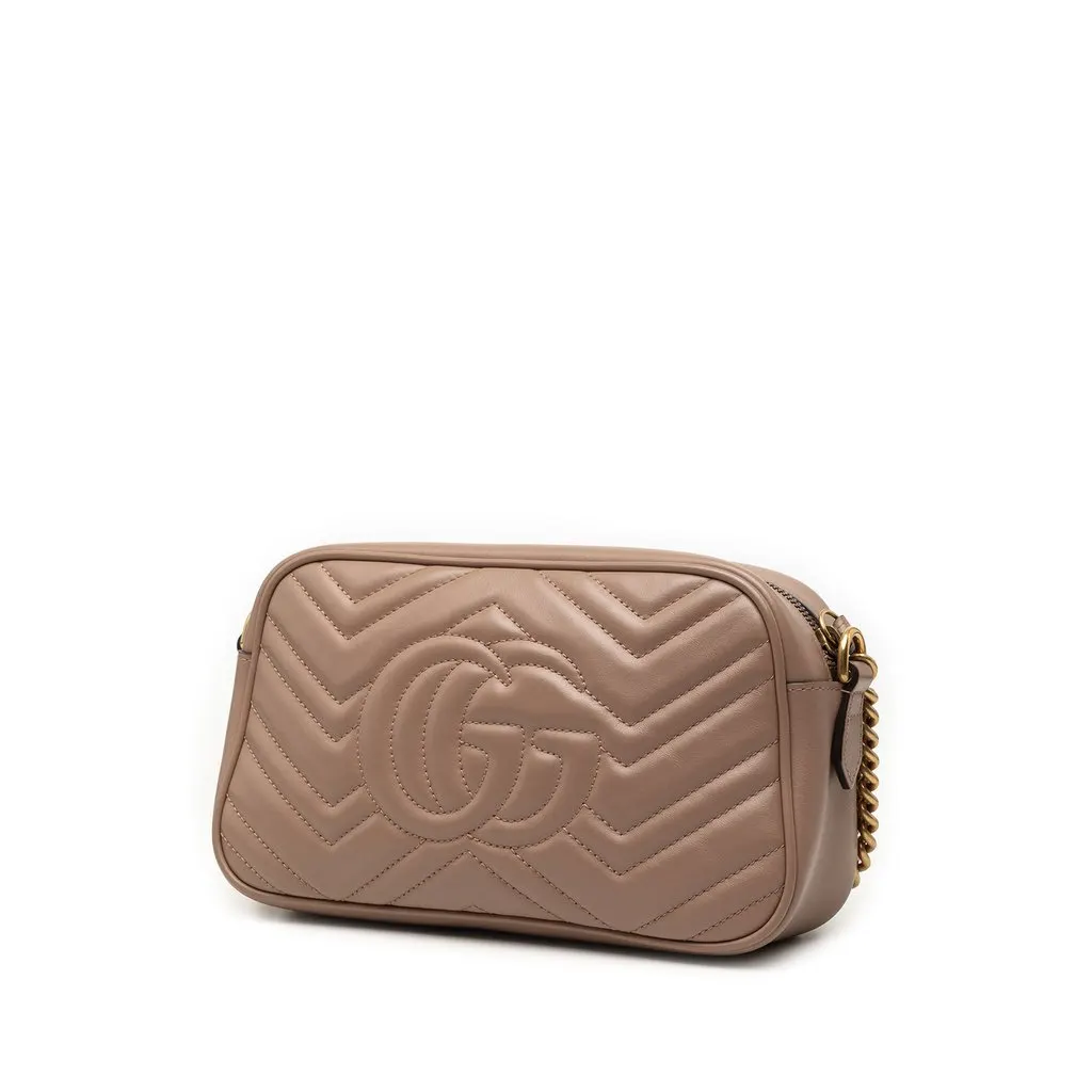 Gucci Small GG Marmont Matelasse Leather Crossbody Brown Leather Very good - Back View