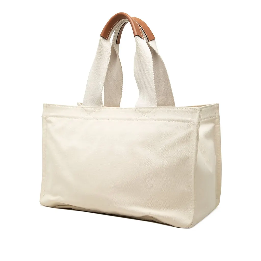 Loewe Paulas Ibiza Canvas Beach Cabas Tote White Canvas Good - Back View