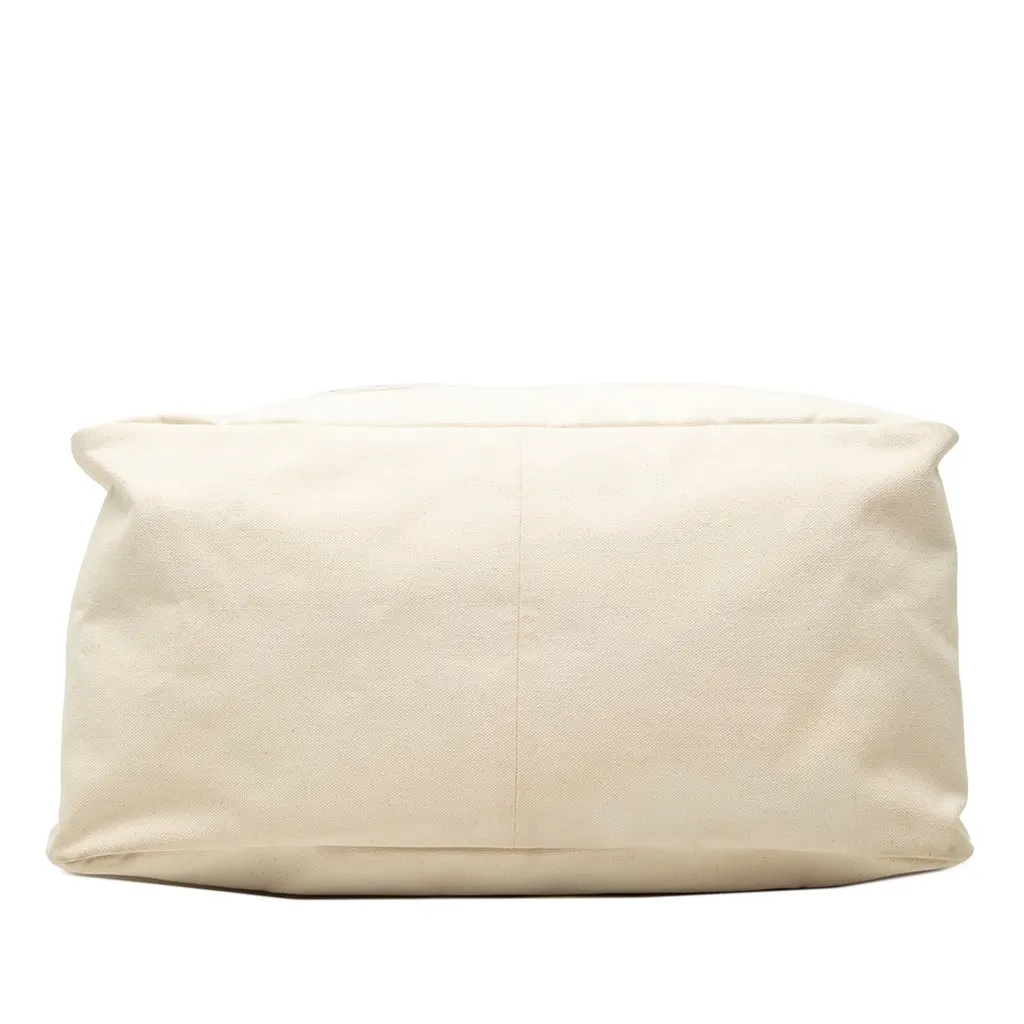 Loewe Paulas Ibiza Canvas Beach Cabas Tote White Canvas Good - Inside View