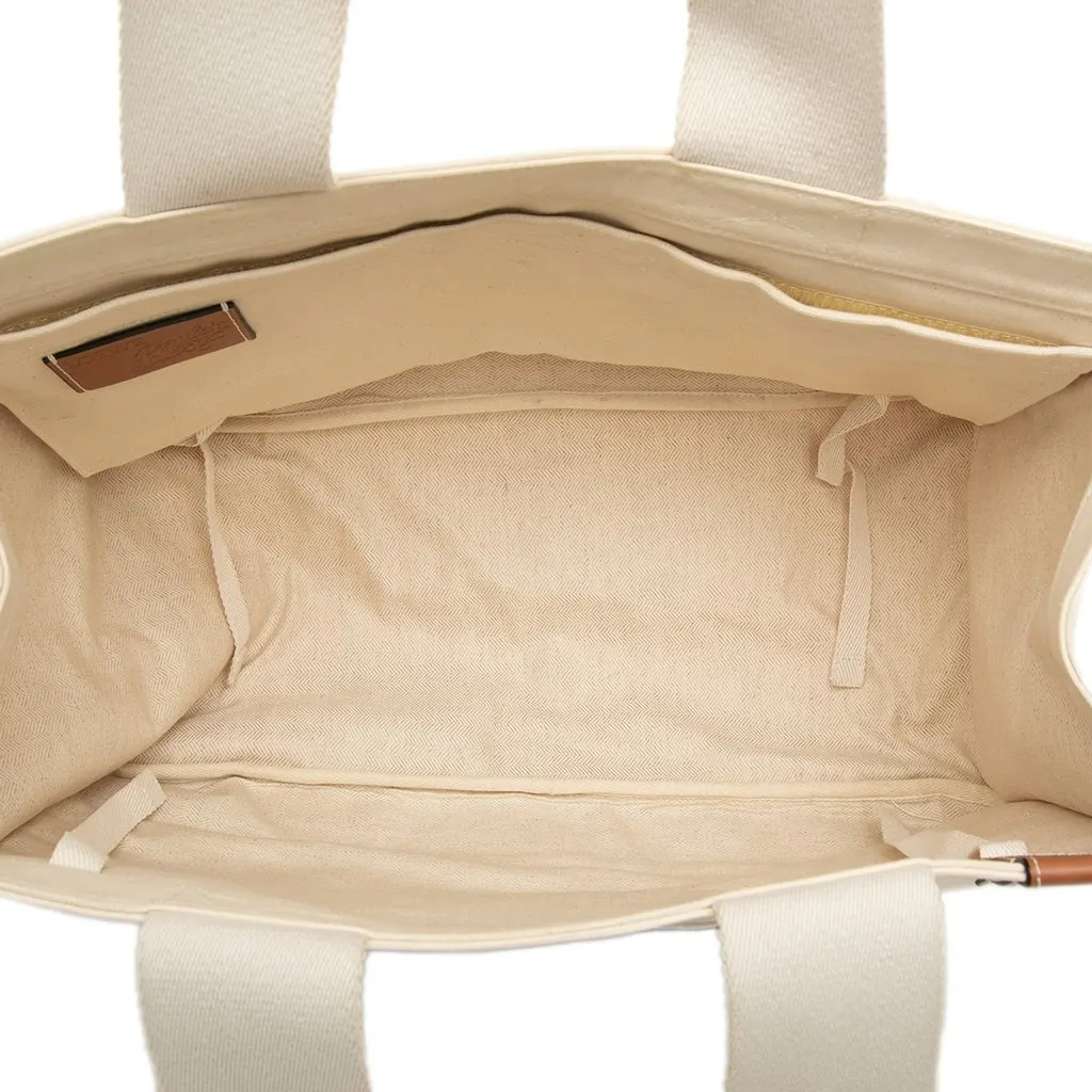 Loewe Paulas Ibiza Canvas Beach Cabas Tote White Canvas Good - Model View