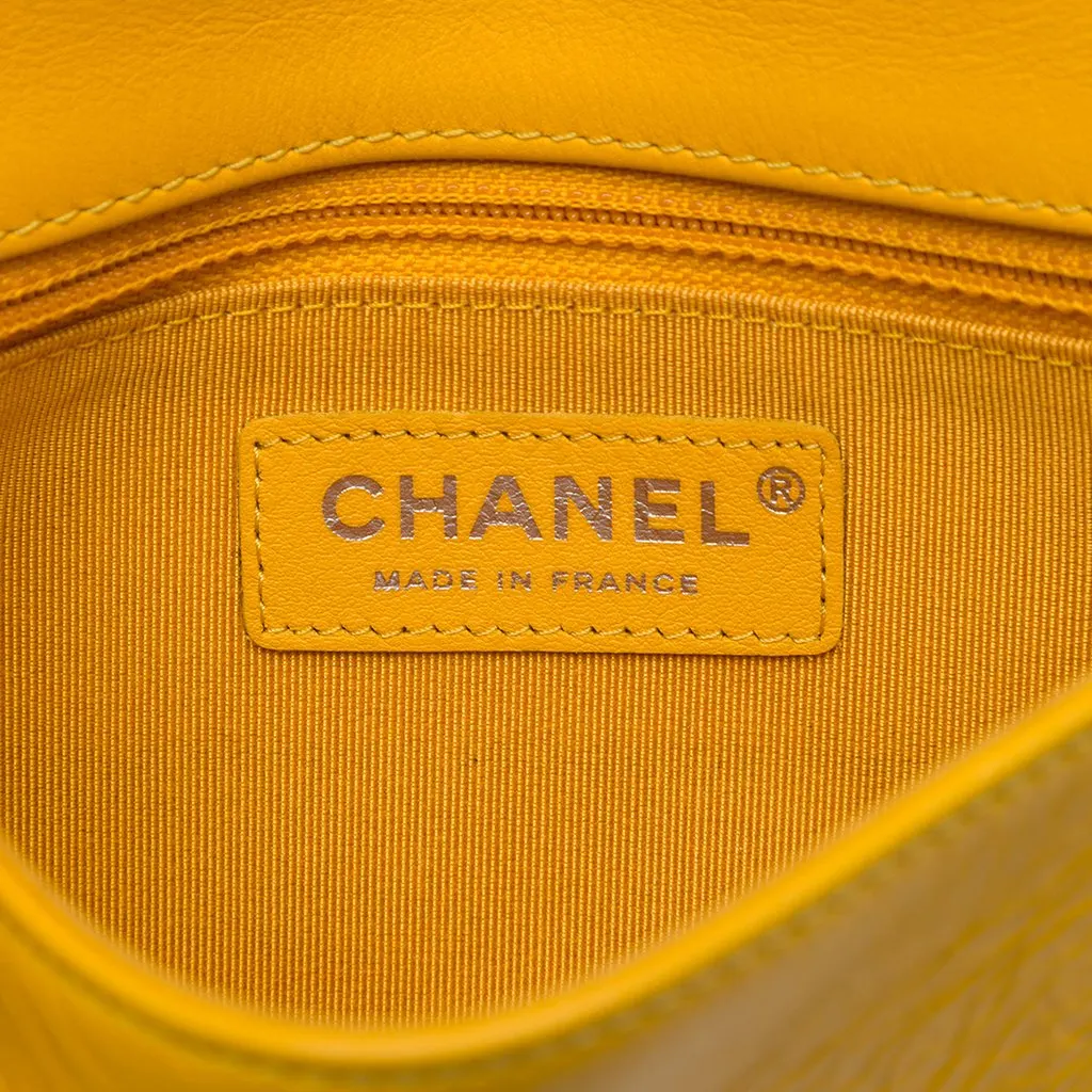 Chanel Crumpled Calfskin Bi Quilted Vintage Full Flap Yellow Leather Very good - Box View