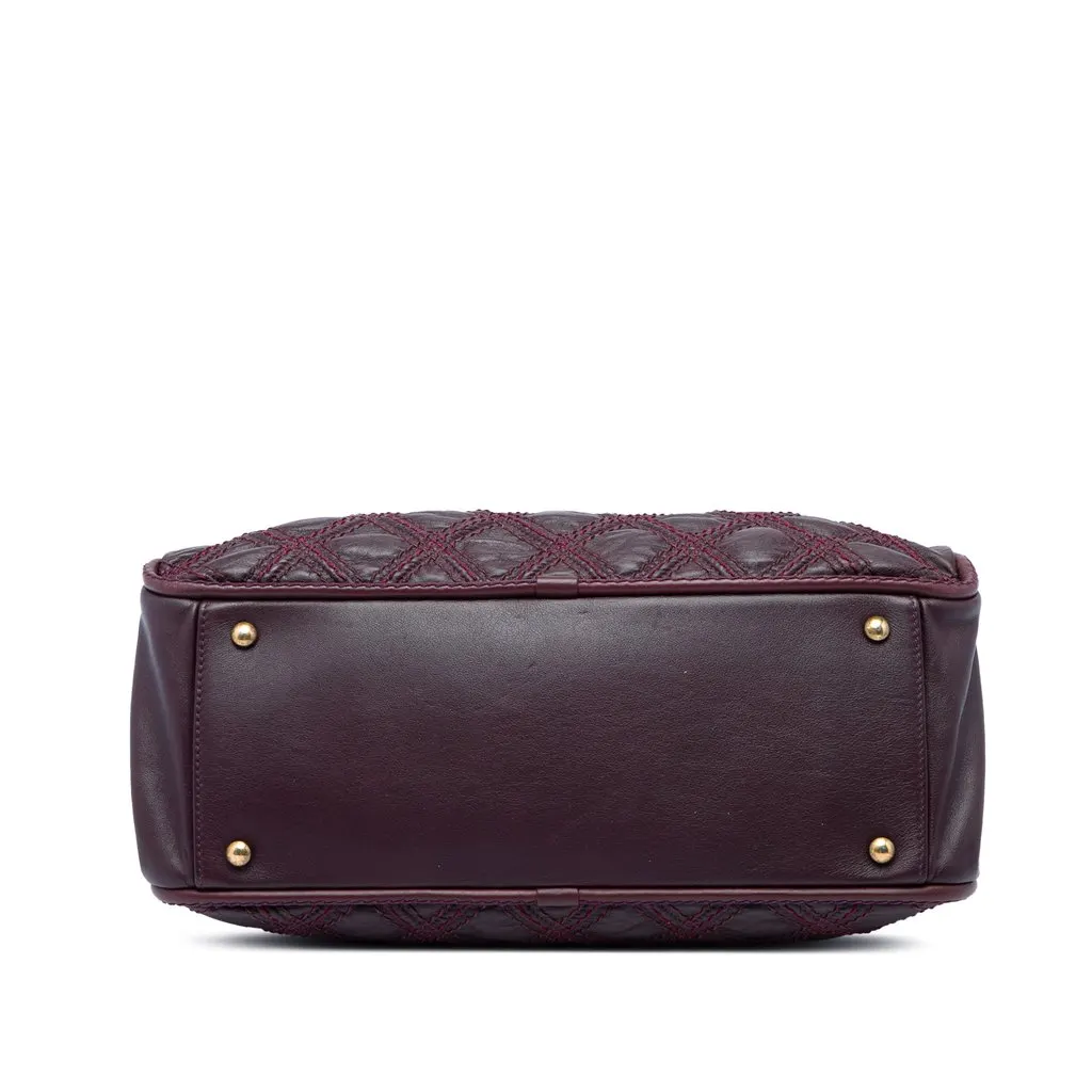 Chanel CC Quilted Calfskin Triptych Shoulder Bag Red Leather Very good - Inside View
