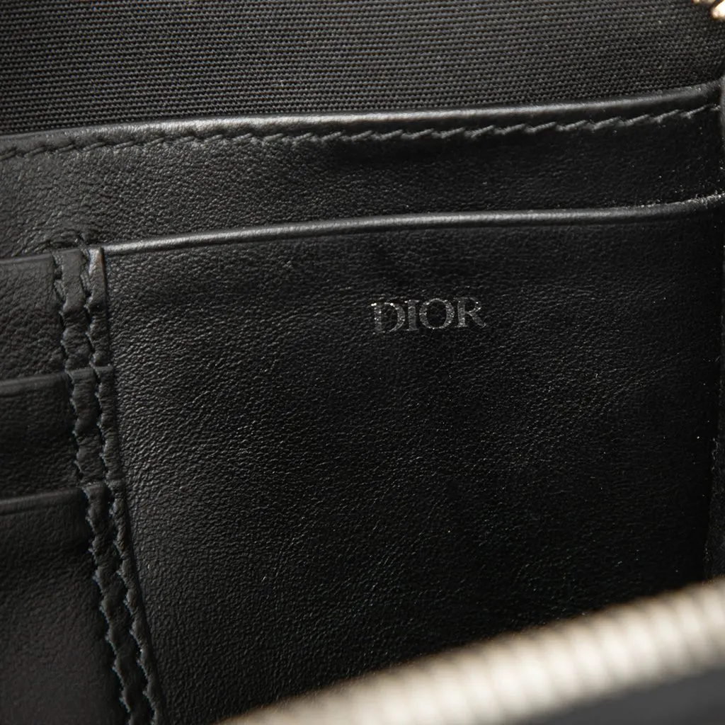 Dior Oblique Perforated Calfskin Galaxy Pouch with Strap Black Leather Very good - Box View