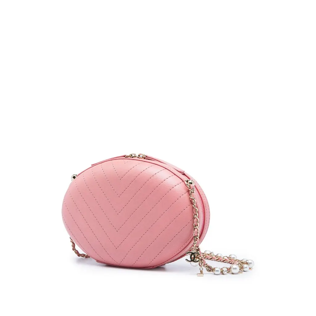 Chanel Chevron Stitched Calfskin La Pausa Evening Bag Pink Leather Very good - Back View