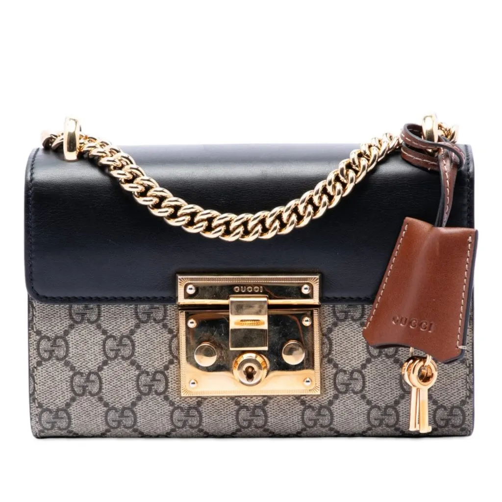 Gucci Small GG Supreme Padlock Crossbody Beige Very good - Front View