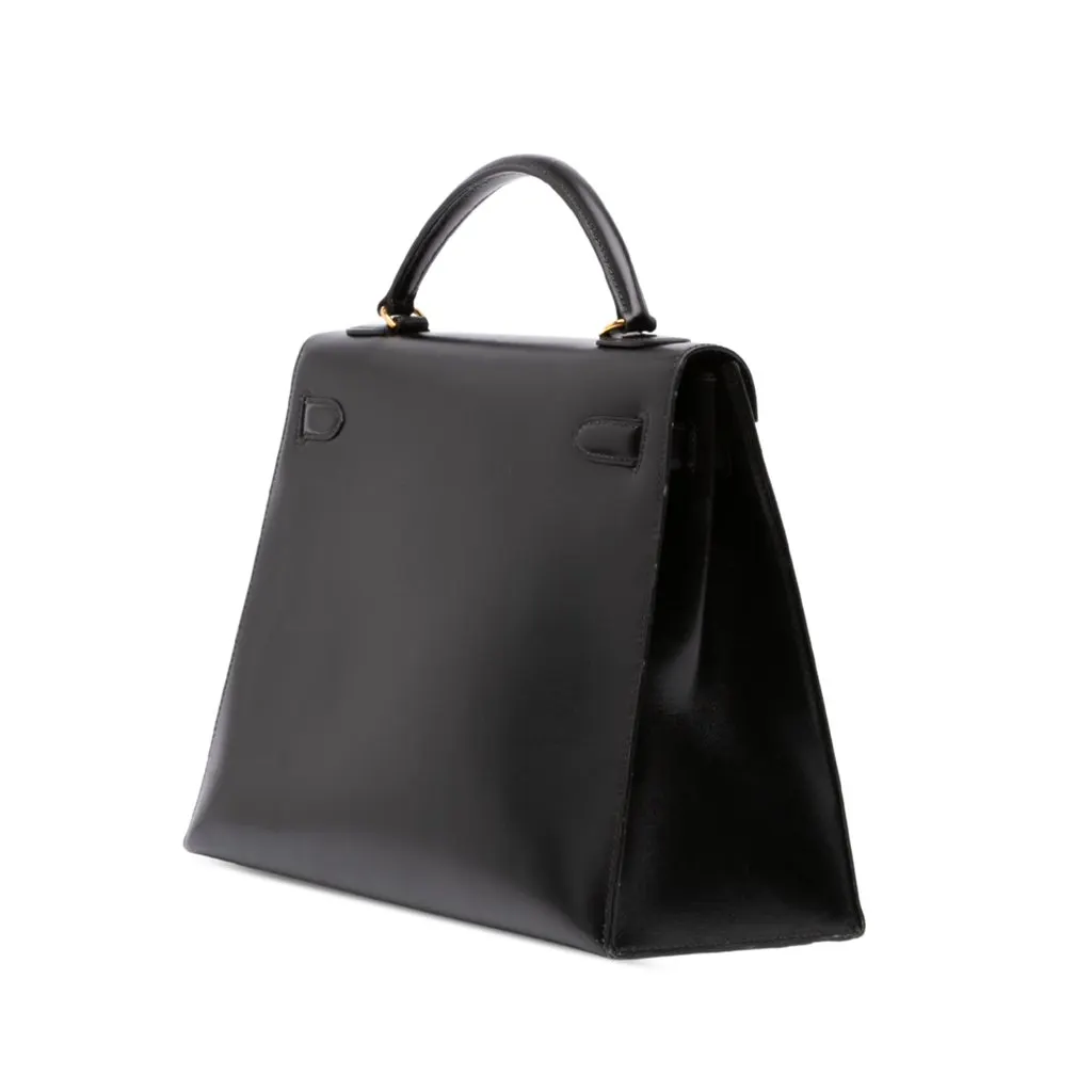 Hermès Box Calf Kelly Sellier 32 Black Leather Good - Back View