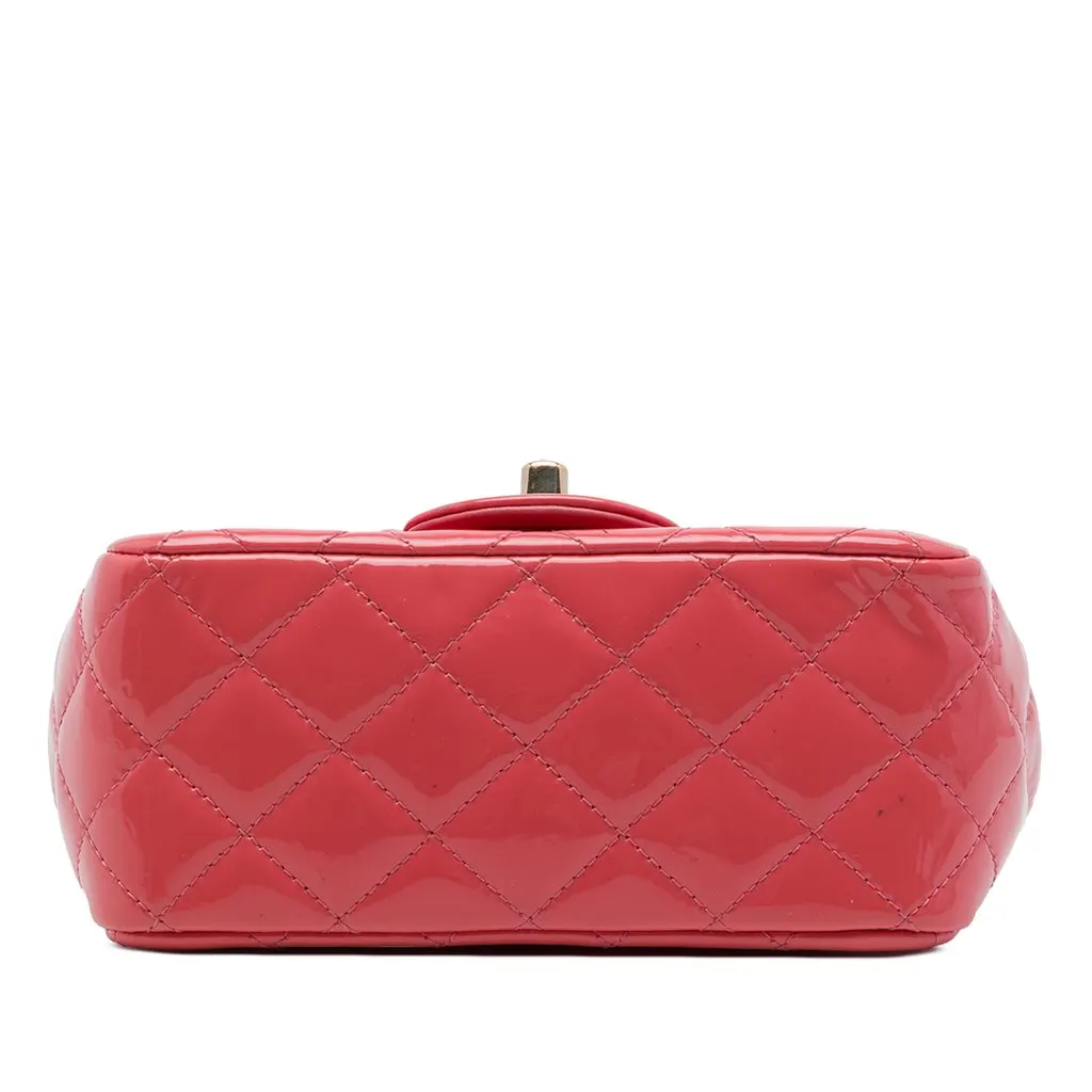 Chanel Mini Square Classic Patent Single Flap Pink Leather Very good - Inside View