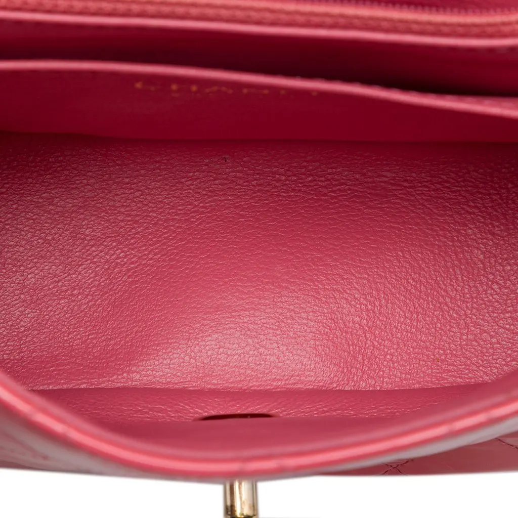 Chanel Mini Square Classic Patent Single Flap Pink Leather Very good - Model View