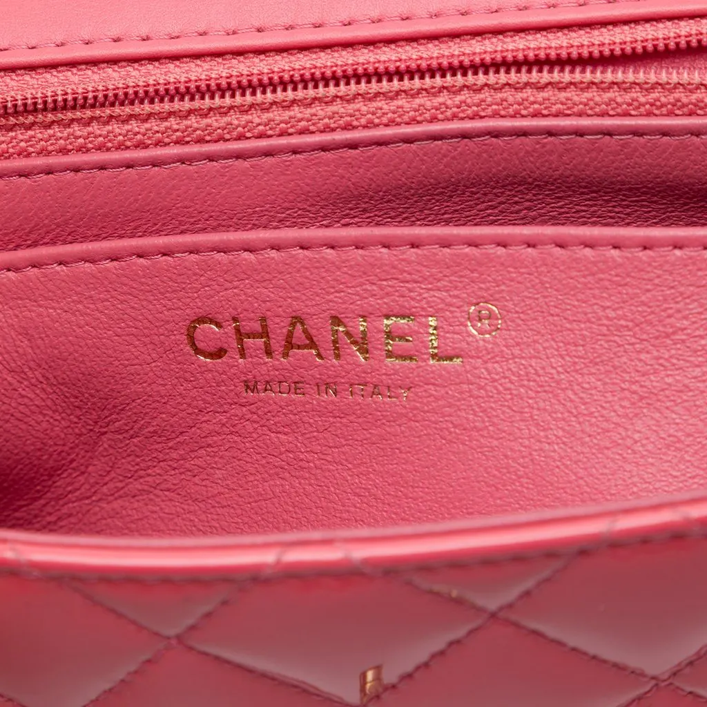 Chanel Mini Square Classic Patent Single Flap Pink Leather Very good - Box View