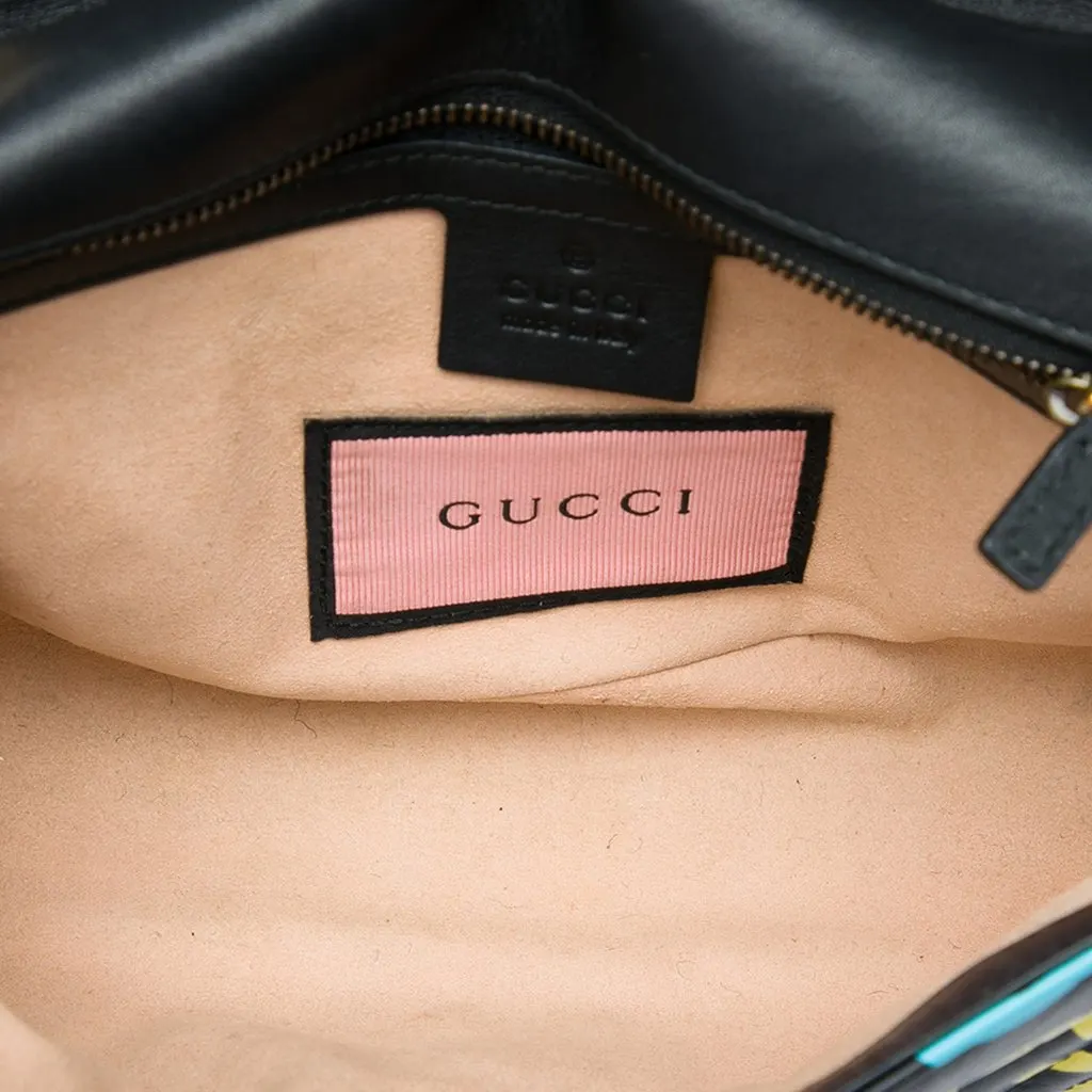 Gucci Medium GG Marmont Matelasse Calfskin Gucci Ghost Shoulder Bag Black Leather Very good - Model View