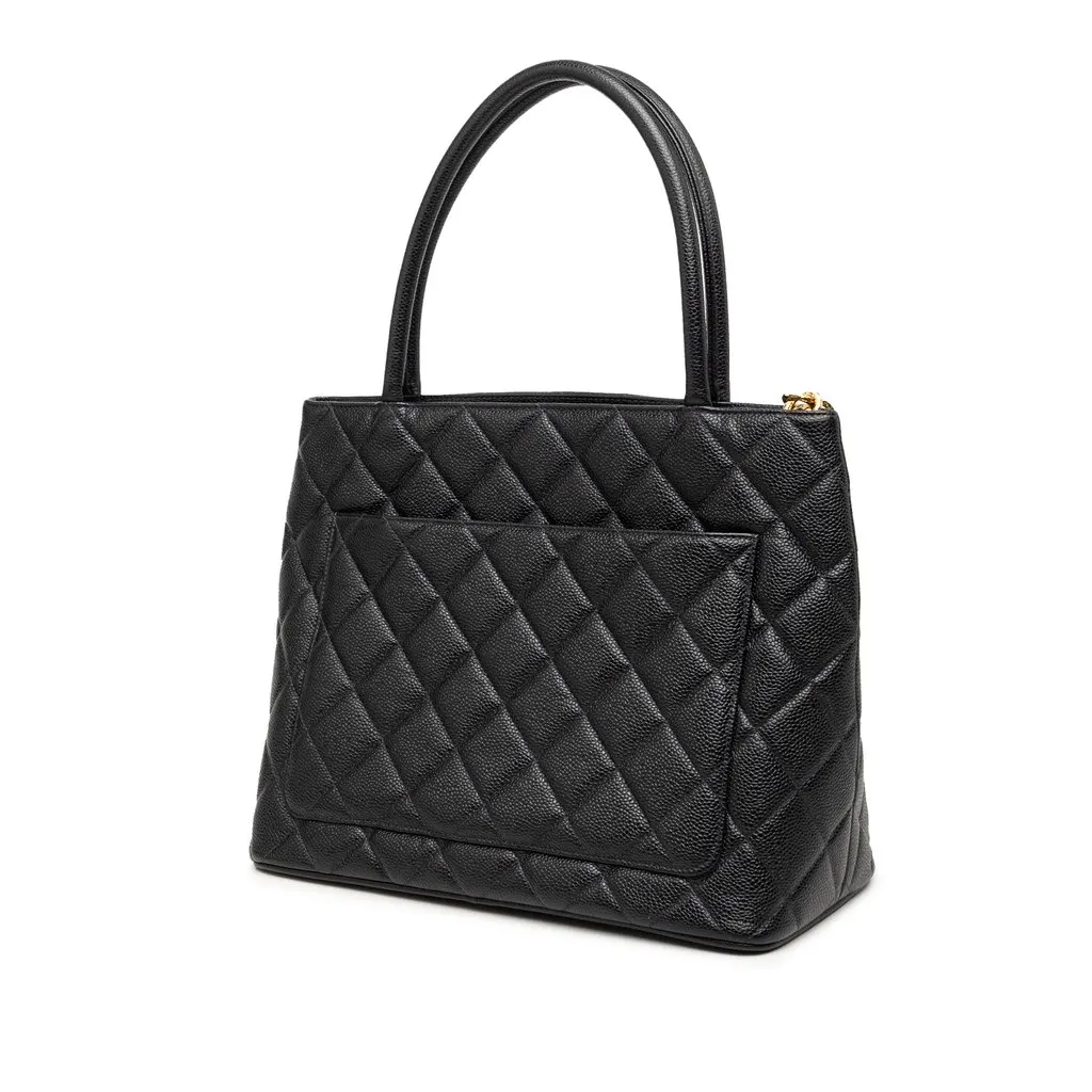 Chanel Caviar Medallion Tote Black Leather Very good - Back View