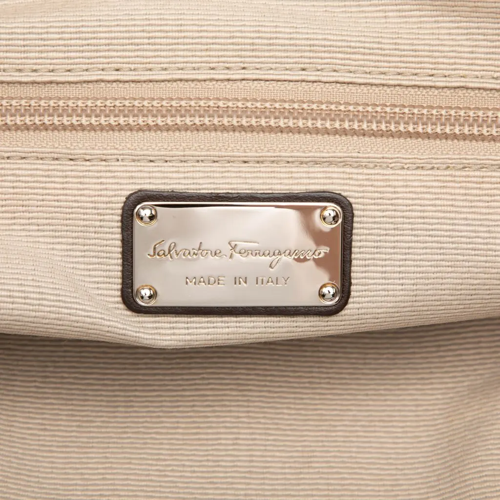 Salvatore Ferragamo Logo Canvas Gancini Tote Beige Canvas Good - Box View