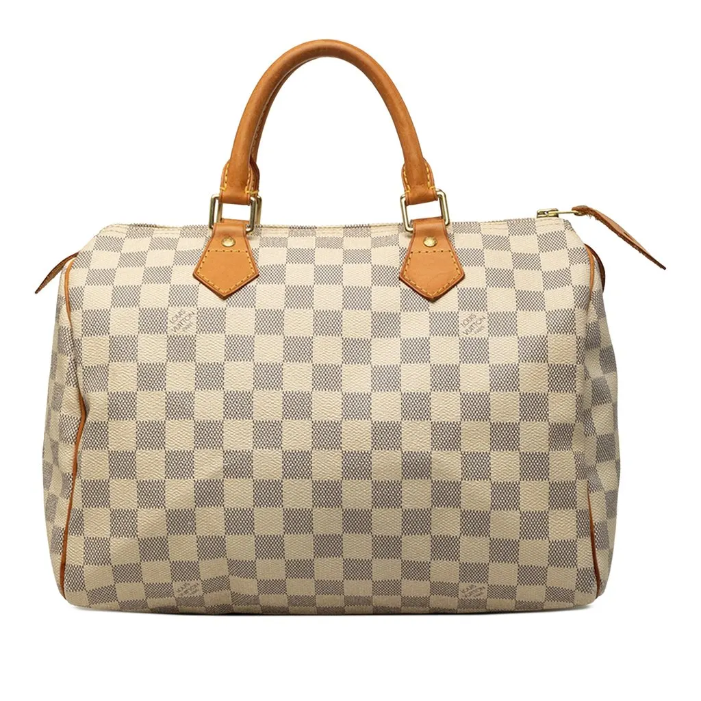 Louis Vuitton Damier Azur Speedy 30 White Canvas Good - Front View