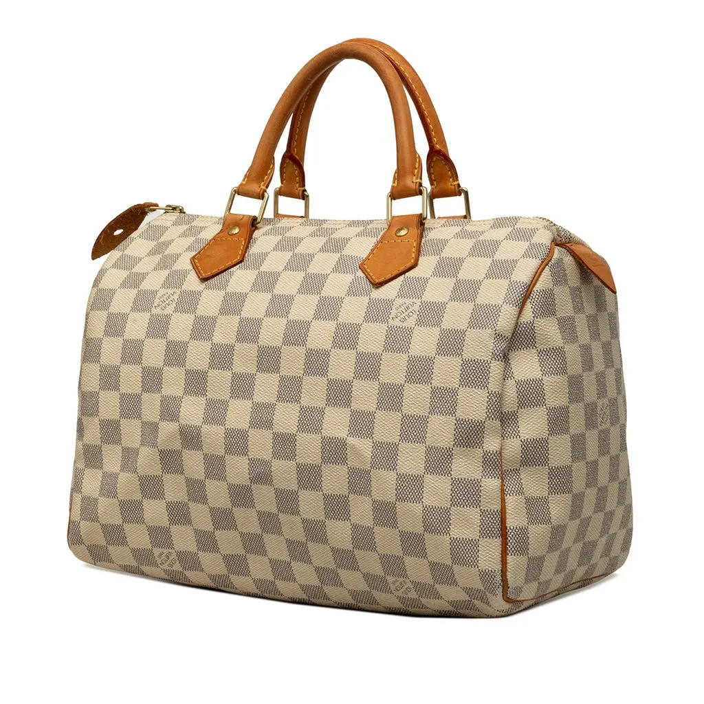 Louis Vuitton Damier Azur Speedy 30 White Canvas Good - Back View