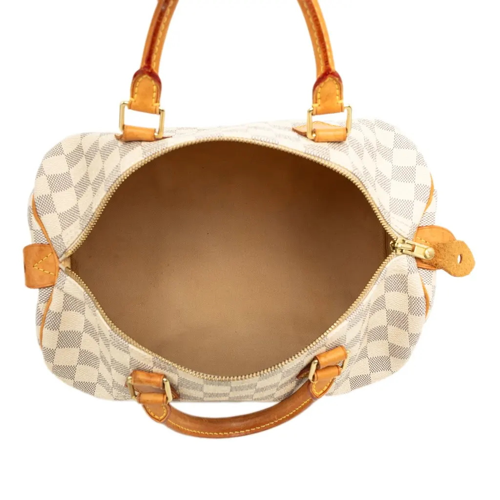 Louis Vuitton Damier Azur Speedy 30 White Canvas Good - Model View