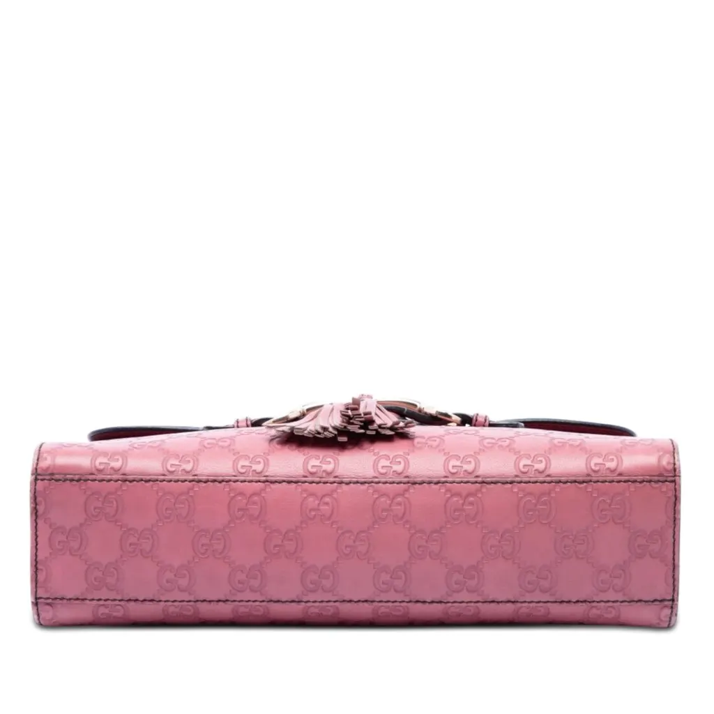 Gucci Medium Guccissima Emily Shoulder Bag Pink Leather Good - Inside View