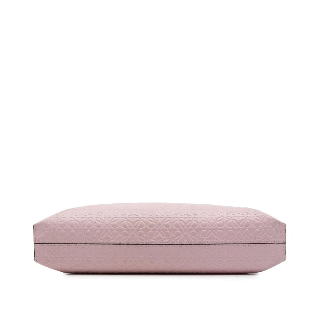Loewe Embossed Leather Anagram Repeat T Clutch Pink Leather Good - Inside View