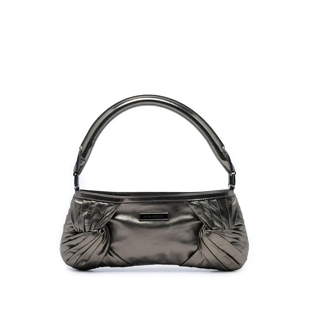 Burberry Metallic Leather Sling Knot Shoulder Bag Brown Leather Very good - Front View